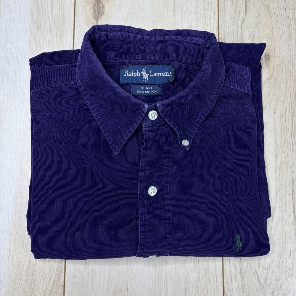 VTG Polo By Ralph Lauren Blake Corduroy Shirt Purple Men's Size Large